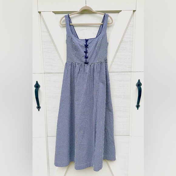 Caroline Constas Dresses & Skirts - Caroline Constas Blue Gingham Peasant Dress